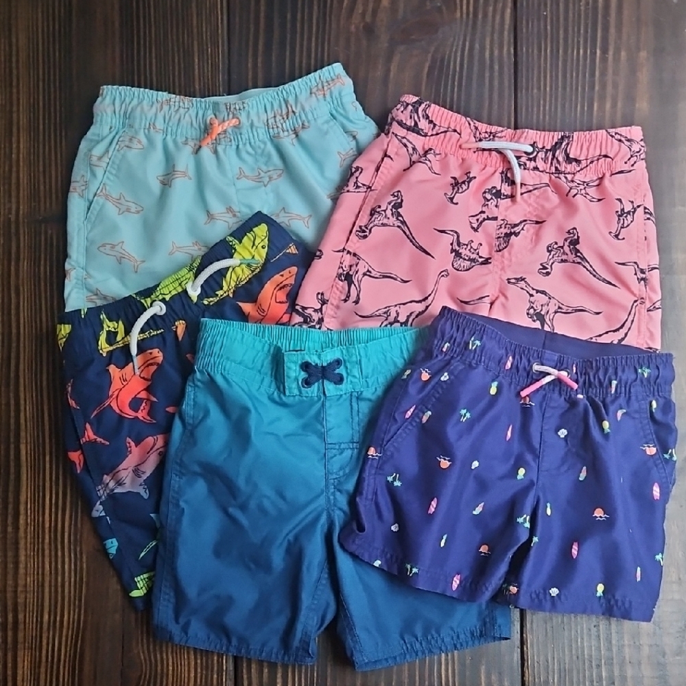 GAP Swim Trunks Blue and Pink Lightweight Elastic Waist
